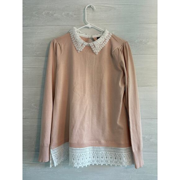 Adrianna Papell Pastel Lace Collar Shirt Sweater NWT - Picture 1 of 5